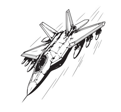 F-35 Fighter Jet Silhouette Vector Modern Stealth Military Aircraft Illustration