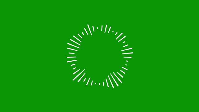 Abstract circle waveform animation, audio spectrum ring visualizer in 4K, minimalist white sound wave loop on green background, futuristic frequency lines for music, podcast, and motion design project