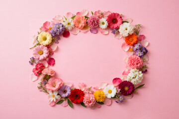 Naklejka premium A romantic floral wreath background, suitable for Mother's Day posters, holiday greeting cards, and invitations.