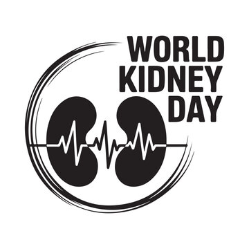 World kidney day awareness illustration with anatomical kidneys and a heart rate waveform design