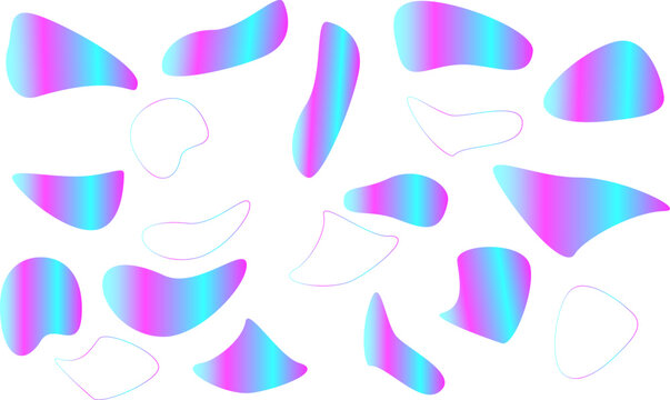  Abstract Gradient Fluid Blob Shapes Set Modern Colorful Liquid Elements.