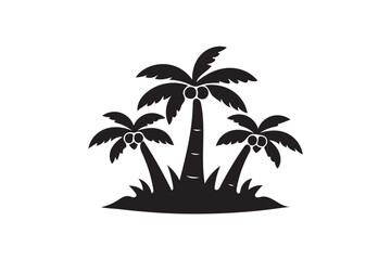 Obraz premium Palm tree icon silhouette on white background.