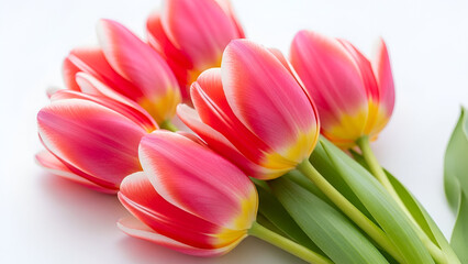 Naklejka premium Vibrant pink tulips in full bloom