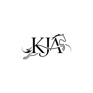 Elegant KJA Lettering Horse Logo Design
