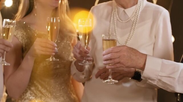 drinking wine in a bar or at home, celebrating, happily friendship, togetherness concept 4k footage