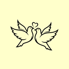 Fototapeta premium Two white doves with a heart symbolizing love, peace, and commitment, perfect for wedding or Valentine's Day