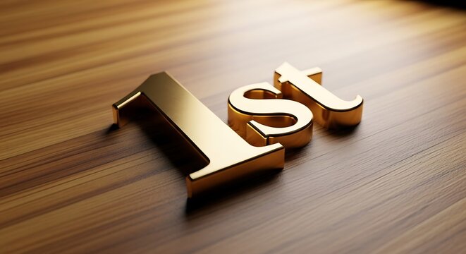 Golden 3d letters ls on wooden surface
