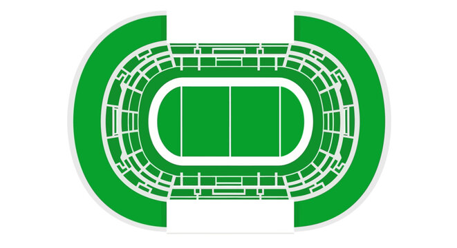 Green sports stadium with track.