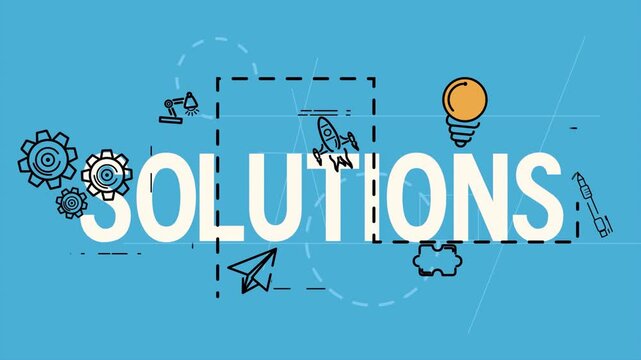 Solution idea bulb gear animation video