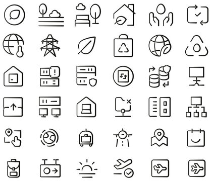 Minimal line icon set &ndash; Eco, navigation, business & UI outline symbols pack