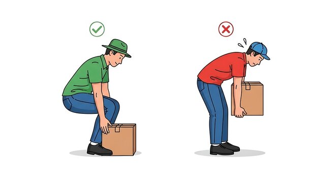 Proper and improper lifting techniques comparison