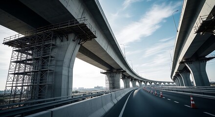 Fototapeta premium Elevated highway construction and infrastructure development concept