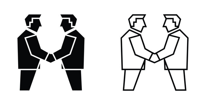 silhouette handshake partnership icon. Meeting etiquette Vector. Business agreement handshake icon in different style vector illustration, friendly handshake icon for apps and websites. 