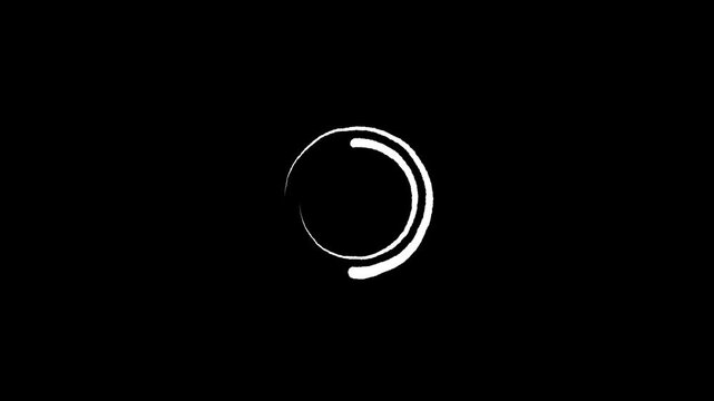Abstract white circle rotating against black background showing loading and buffering motion.