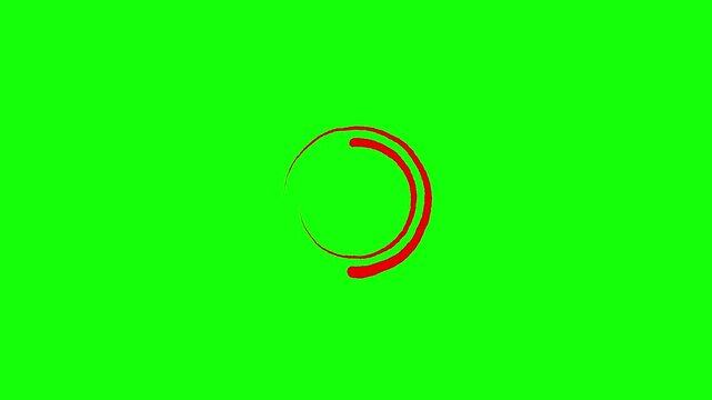 Abstract red circle motion graphic with green screen background.
