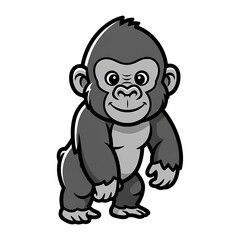 Fototapeta premium Smiling cartoon gorilla illustration standing.