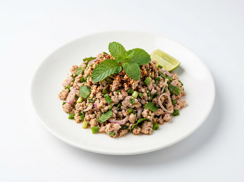 Larb Asian Minced Meat Salad with Fresh Herbs