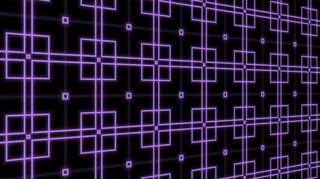 Realistic perspective grid moving into digital abyss. Deep magenta neon cyber floor loop for high-tech overlays and synthwave visuals.