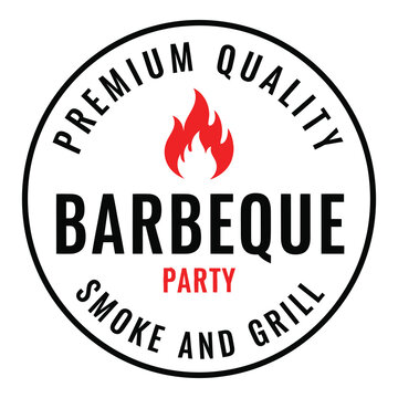 Premium quality barbeque party smoke and grill logo design icon
