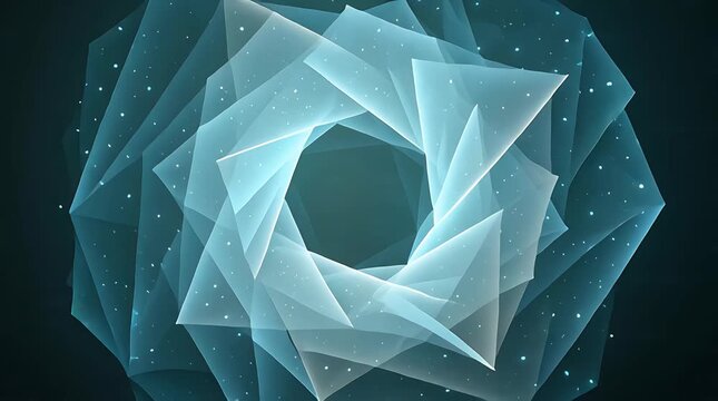 Abstract blue geometric background with triangle shapes and crystal-like polygon pattern in modern digital style