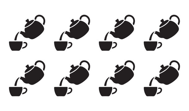 Minimal tea set pattern with repeating teapot and cup icons