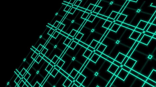 Premium perspective grid moving forward. Infinite 3D wireframe corridor for futuristic data and sci-fi visuals. Seamless loop.