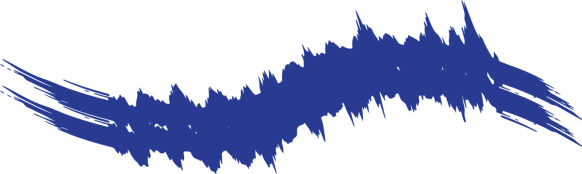 Dynamic Blue Textured Brush Stroke - Artistic Paint Swish Isolated on White