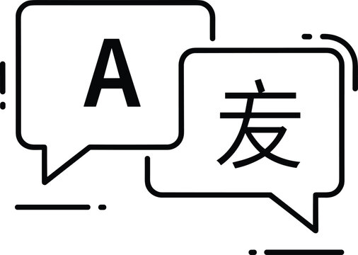 Language translation chat bubbles with multilingual text isolated on white background for communication, interpretation, localization and global conversation concepts