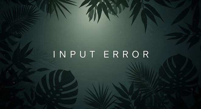 Input error text surrounded by tropical leaves with tropical background disruption notification