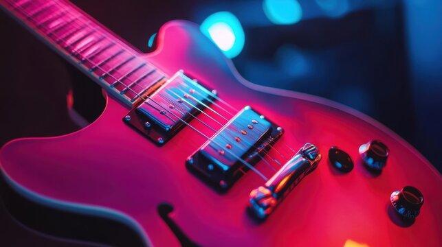 Close Up of Electric Guitar Knobs and Pickups