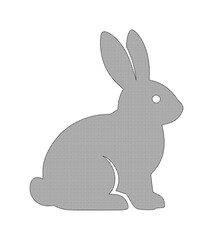 Obraz premium Minimalist rabbit silhouette vector, grey bunny icon on white background, simple animal profile for logo design and Easter graphics