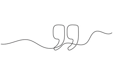 Obraz premium Quotation marks one line art featuring editable stroke and minimalist vector illustration style