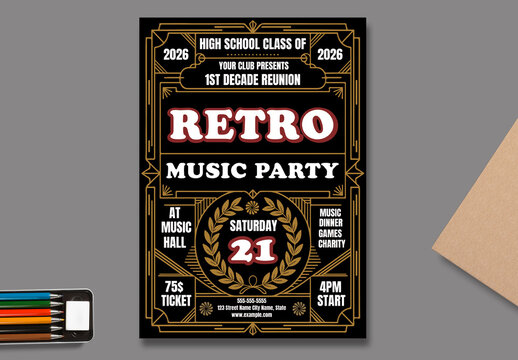 Retro Music Party Event Poster