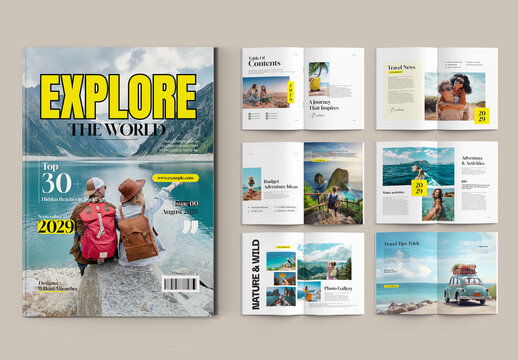Travel Magazine Template With Scenic Layout