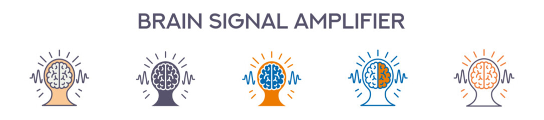 Obraz premium Brain Signal Amplifier Element For Design Graphic - Multi Styles. Vector Illustration Of Two Colored And Black. Multiple Icons Designs Can Be Used For Mobile, Ui, Web 