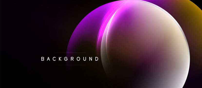 Abstract design features vibrant circular gradients. Colors blend from purple, pink, gold into dark background. Text reads background.