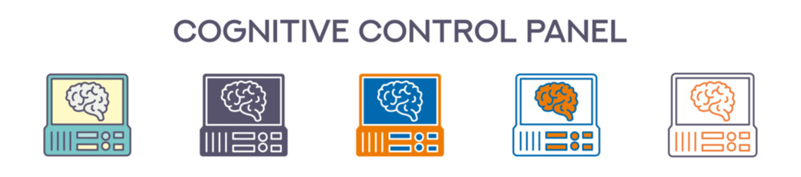 Cognitive Control Panel Element For Design Graphic - Multi Styles. Vector Illustration Of Two Colored And Black. Multiple Icons Designs Can Be Used For Mobile, Ui, Web 