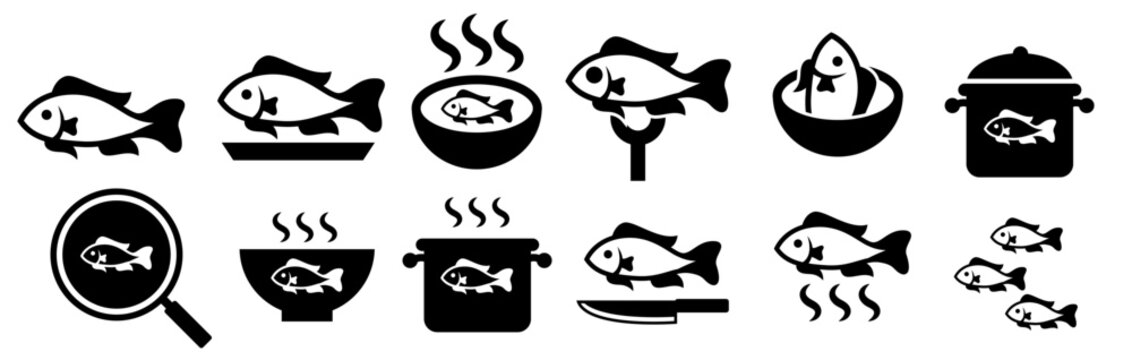  fish fry vector icons