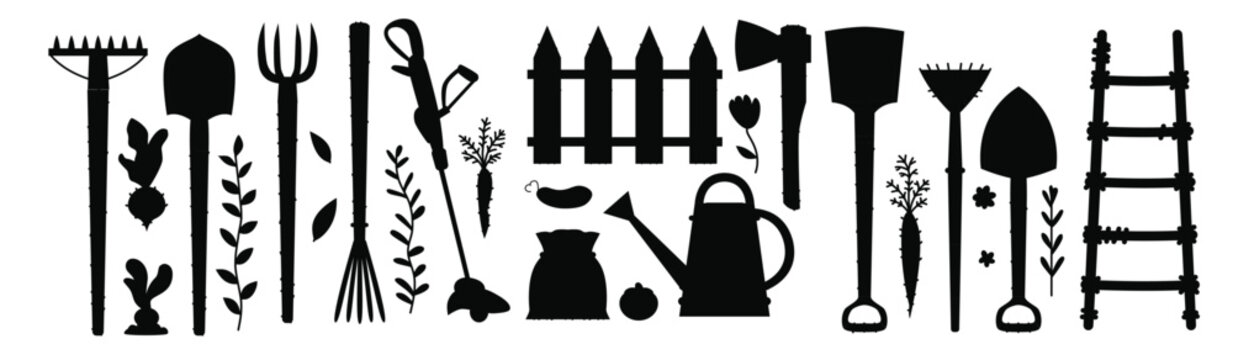  garden tools set vector flat gardening equipment