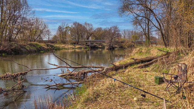 Spring on the small Grabia River, Poland.