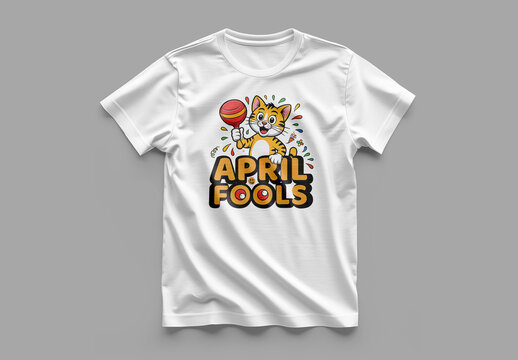 Cute April Fools Day Cat Cartoon T shirt