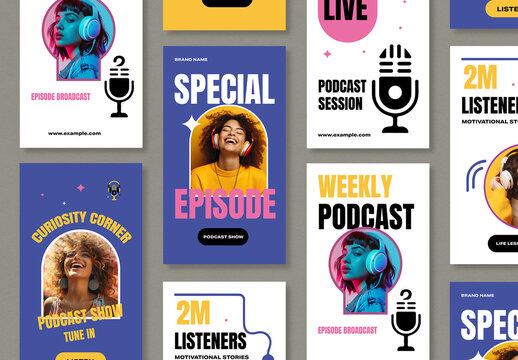 Modern Podcast Promotion Social Media Poster Template