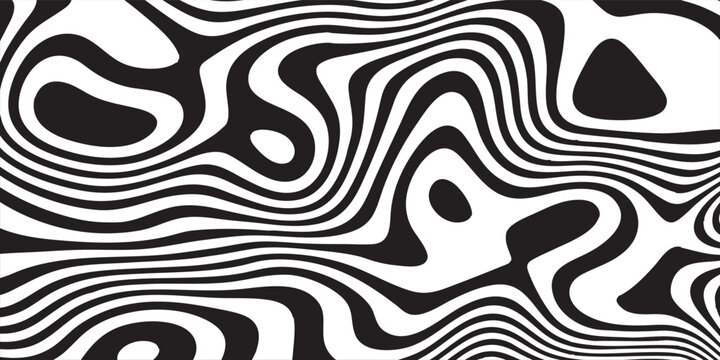 Vector twisting whirl motion and 3D illusion in abstract op art striped lines pattern with crisp lines, scalable detail and smooth wave distortion, eps10
