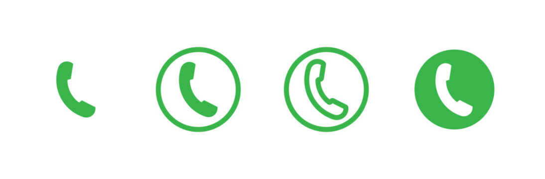 Green phone call illustration. incoming outgoing symbol set collection. contact icon. dial pad in green colour. answer sign. call icon. phone ringing set vector