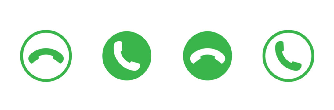 Green phone call illustration. incoming outgoing symbol set collection. contact icon. dial pad in green colour. answer sign. call icon. phone ringing set vector