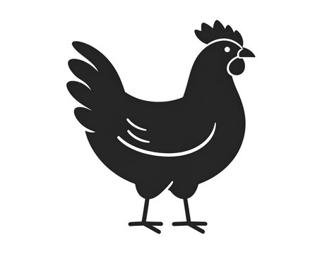 Minimalist black Chicken silhouette icon isolated on white background
