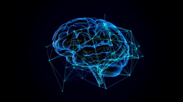 Brain technology AI Artificial intelligence digital brain animation. Neural Network. Deep Learning Modern Technologies. Big data technology. Thinking process