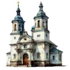 Obraz premium Christianity - church watercolor object isolated png. 