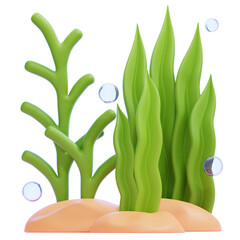 PNG 3D Seaweed Illustration Isolated on a Transparent Background © sonisokell