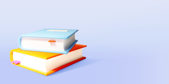 Two bright books stacked together in a smooth stylized design on a soft gradient backdrop, symbolizing learning and knowledge. Vector illustration